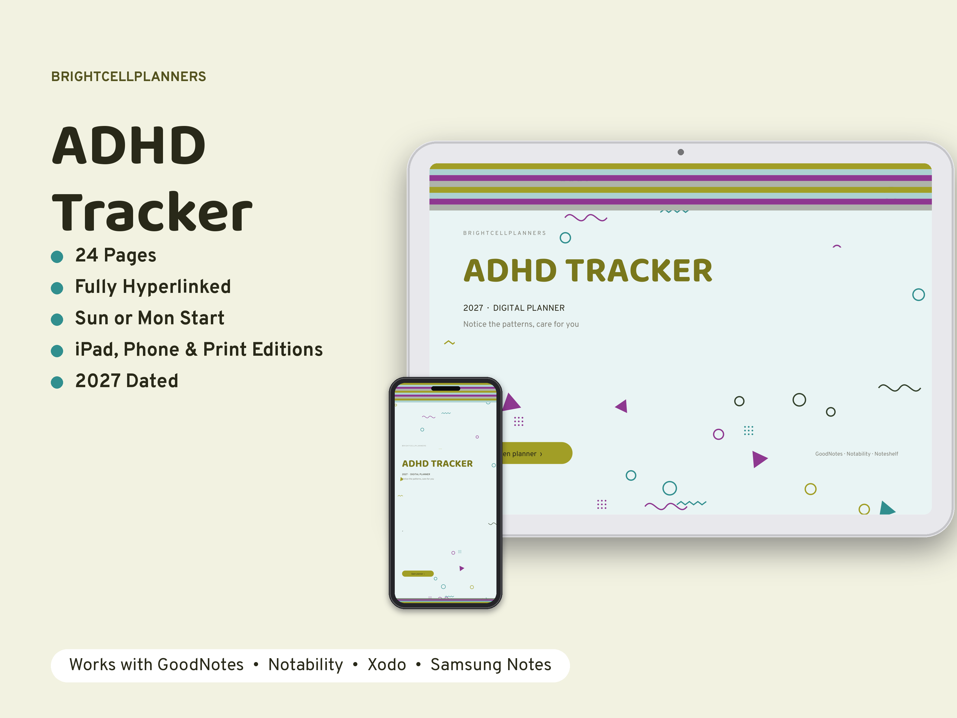 ADHD Tracker – Digital Planners by BrightCellPlanStudio
