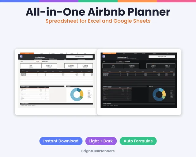 All in One Airbnb Planner – Spreadsheets by BrightCellPlanStudio
