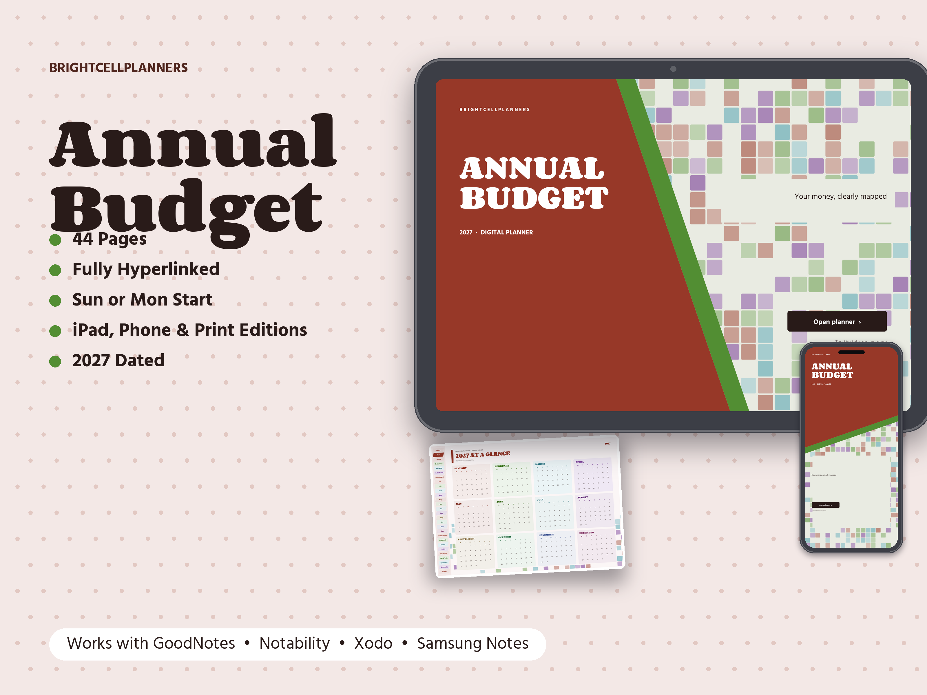 Annual Budget – Digital Planners by BrightCellPlanStudio
