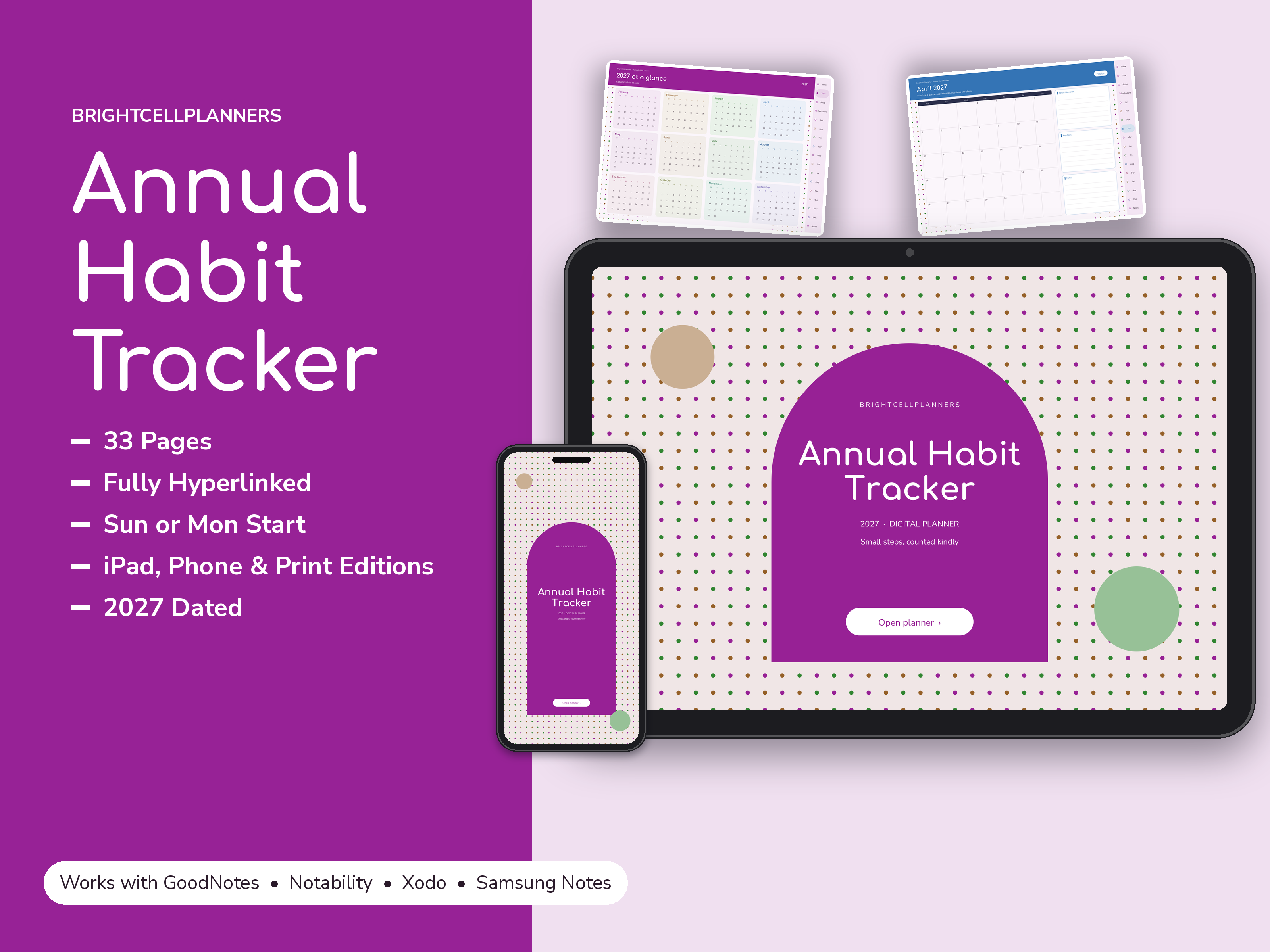 Annual Habit Tracker – Digital Planners by BrightCellPlanStudio