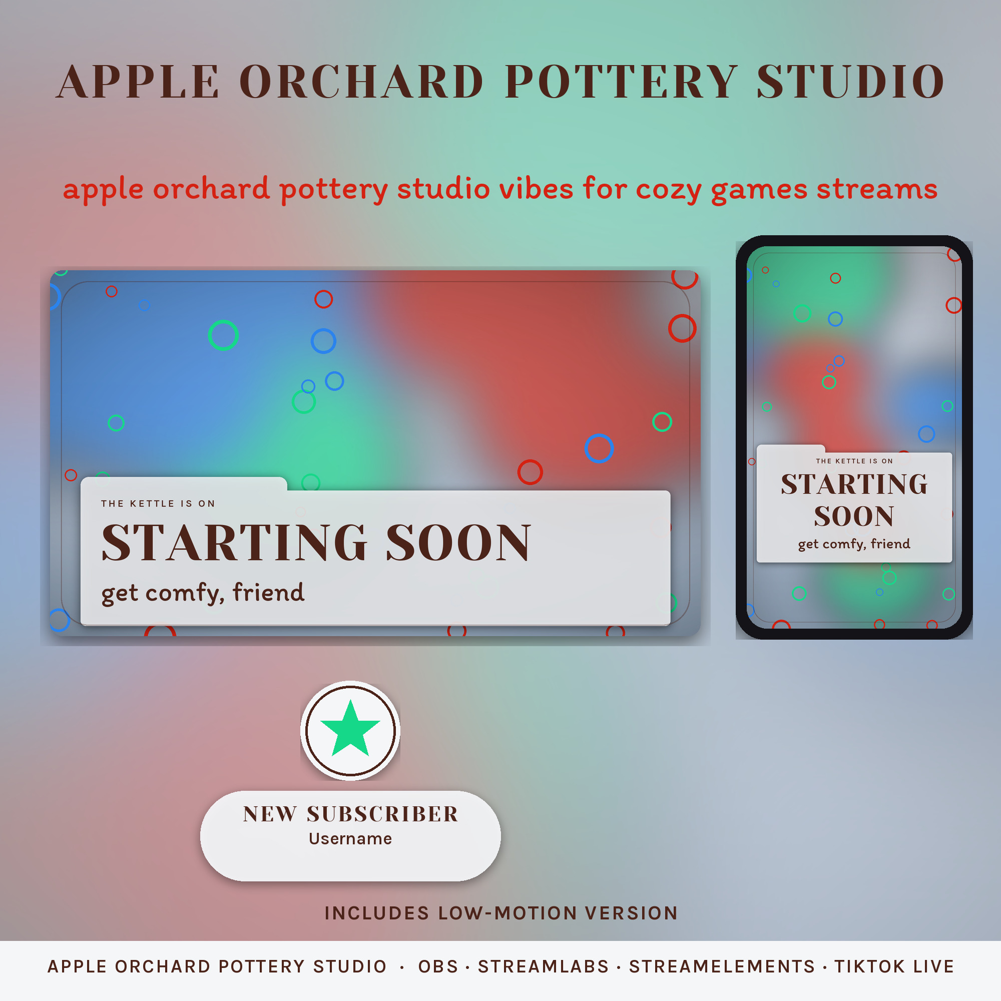 Apple Orchard Pottery Studio OBS Overlay Pack – OBS Stream Overlays by SpoonfulOfCalmStudio