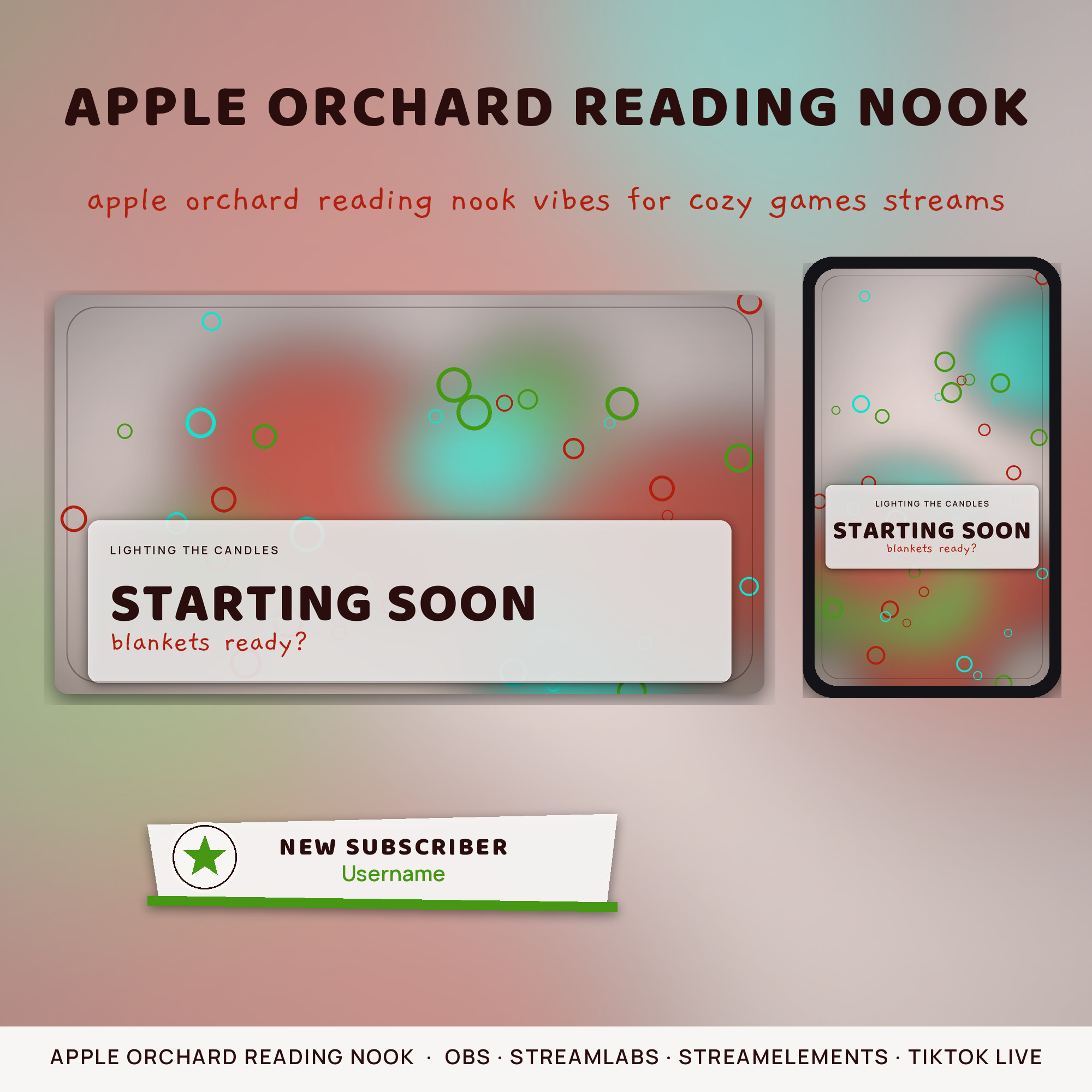 Apple Orchard Reading Nook OBS Overlay Pack – OBS Stream Overlays by SpoonfulOfCalmStudio