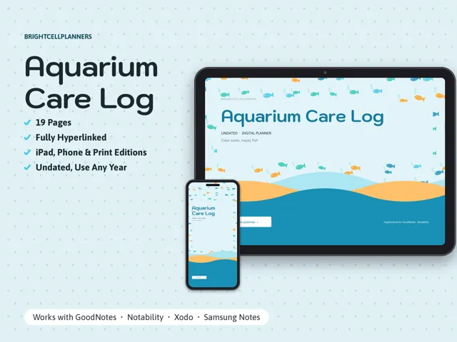Aquarium Log – Digital Planners by BrightCellPlanStudio