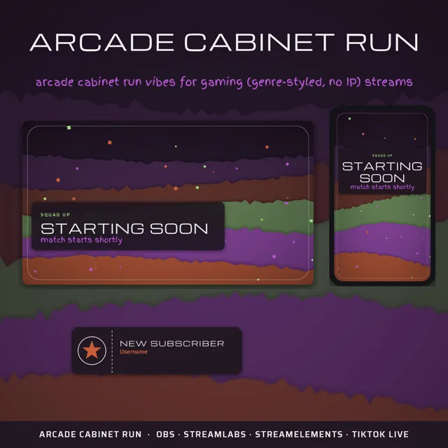 Arcade Cabinet Run OBS Overlay Pack – OBS Stream Overlays by SpoonfulOfCalmStudio
