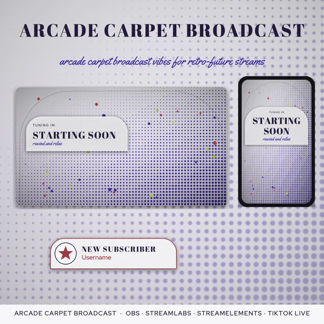 Arcade Carpet Broadcast OBS Overlay Pack – OBS Stream Overlays by SpoonfulOfCalmStudio