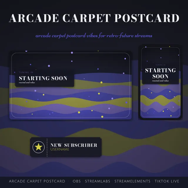 Arcade Carpet Postcard OBS Overlay Pack – OBS Stream Overlays by SpoonfulOfCalmStudio