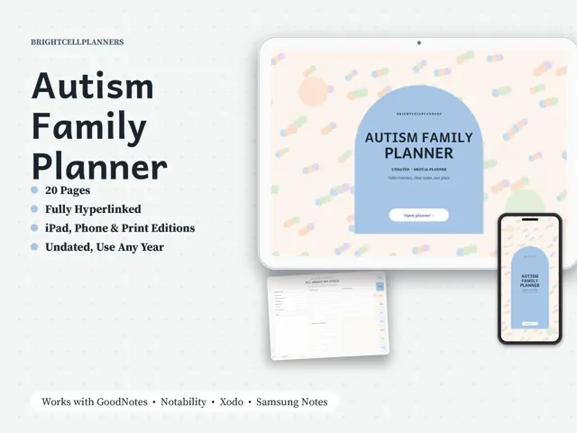 Autism Family Planner – Digital Planners by BrightCellPlanStudio