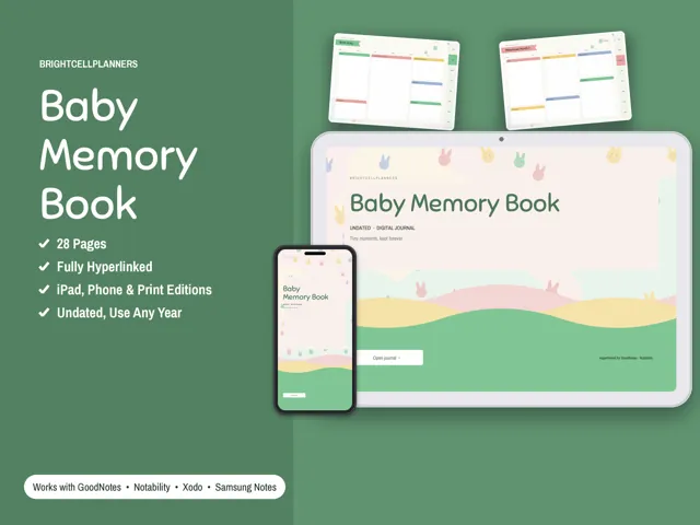 Baby Memory Book – Digital Planners by BrightCellPlanStudio