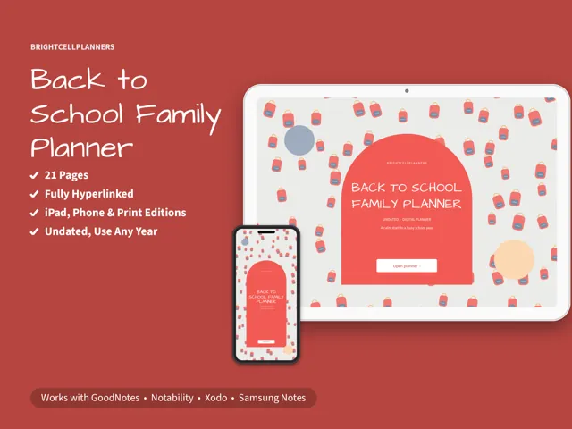 Back to School Planner – Digital Planners by BrightCellPlanStudio