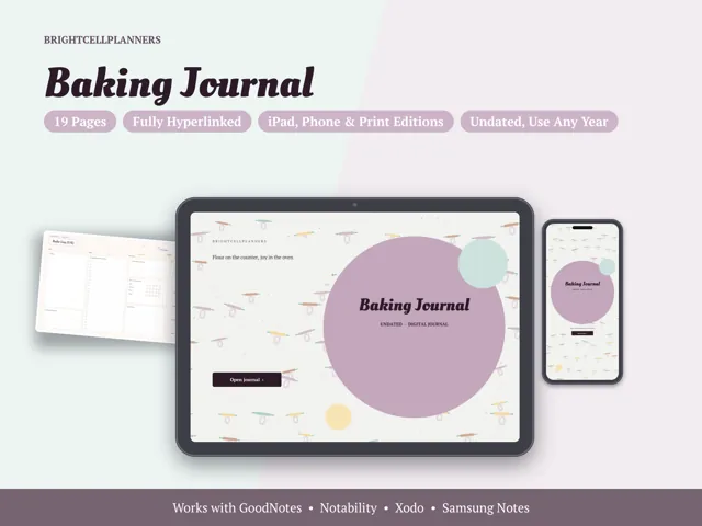 Baking Journal – Digital Planners by BrightCellPlanStudio