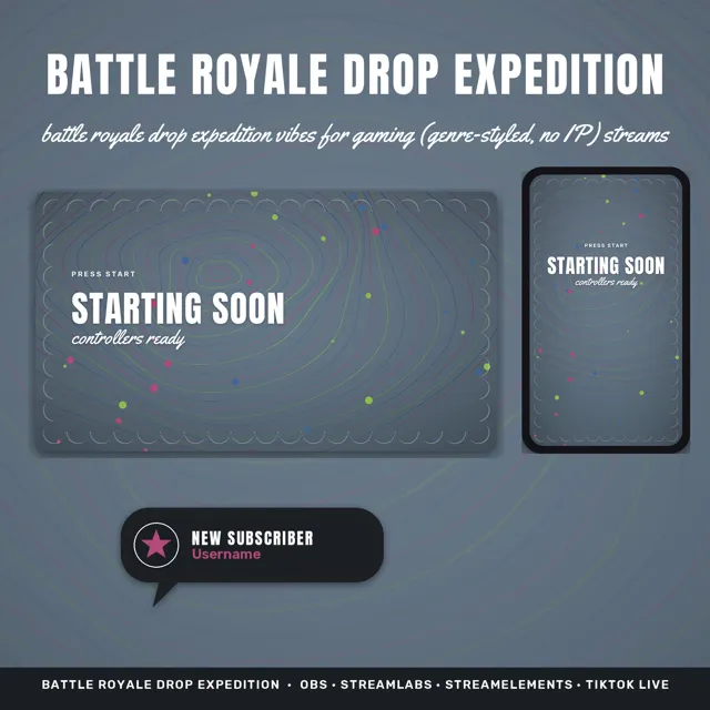 Battle Royale Drop Expedition OBS Overlay Pack – OBS Stream Overlays by SpoonfulOfCalmStudio