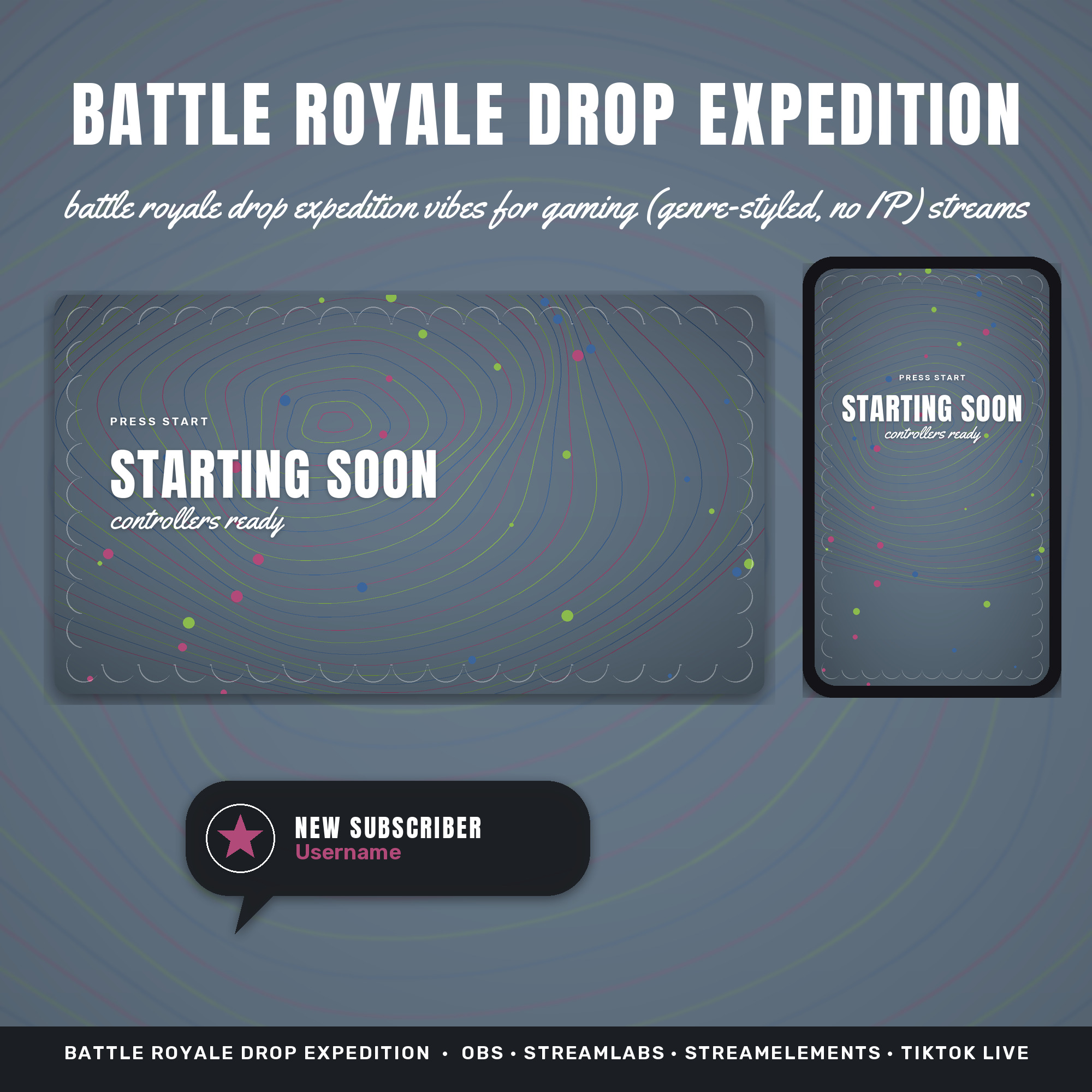 Battle Royale Drop Expedition OBS Overlay Pack – OBS Stream Overlays by SpoonfulOfCalmStudio