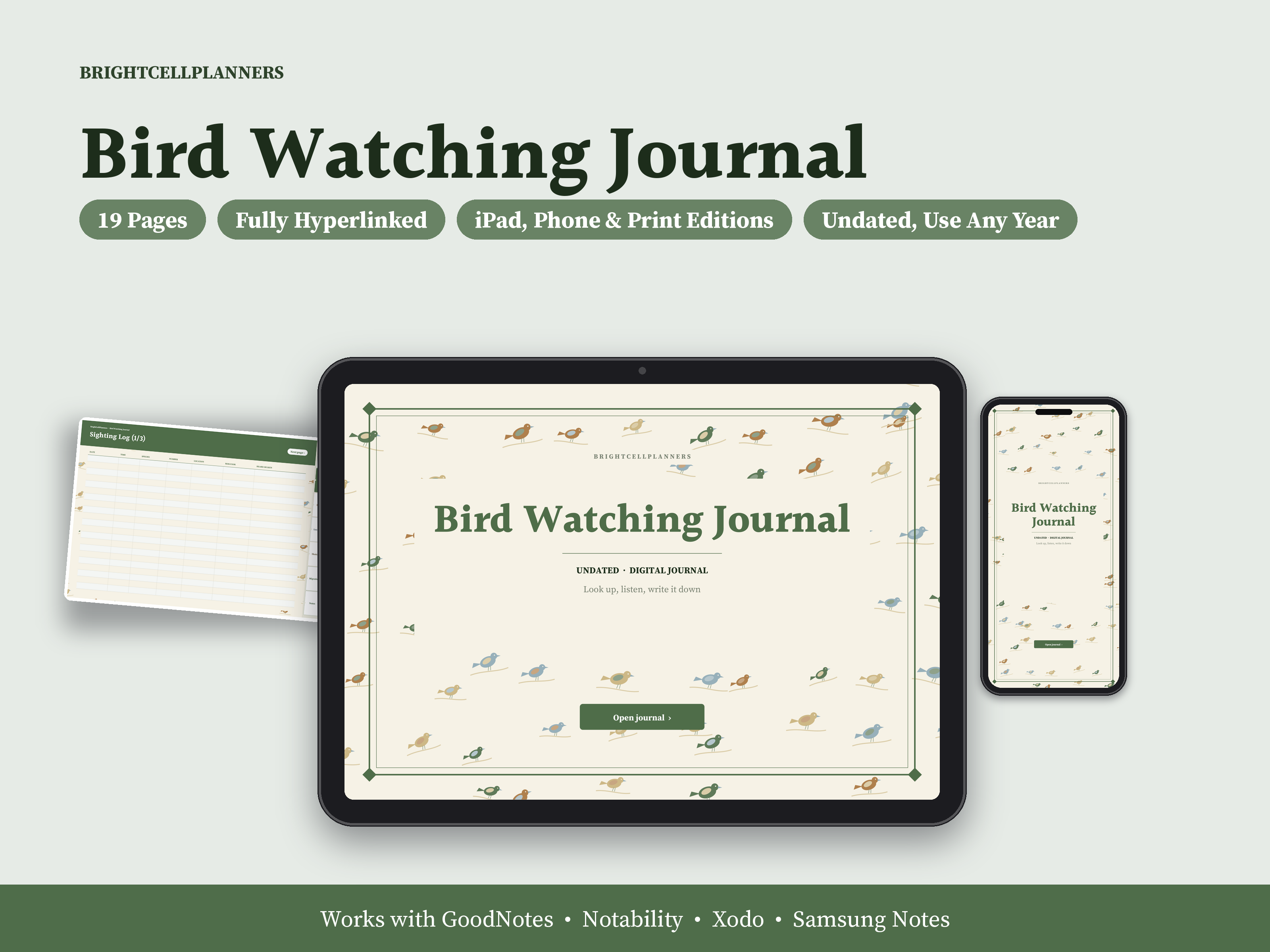 Bird Watching Journal – Digital Planners by BrightCellPlanStudio