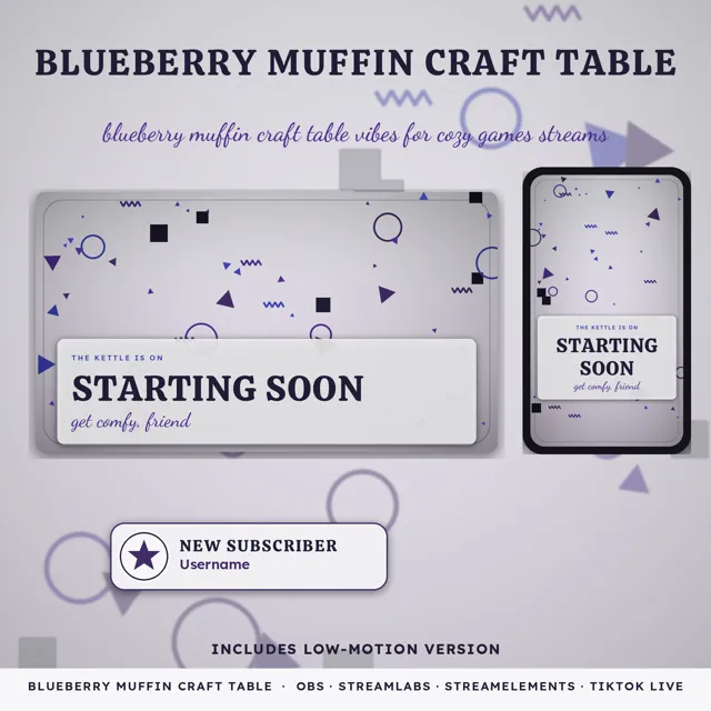Blueberry Muffin Craft Table OBS Overlay Pack – OBS Stream Overlays by SpoonfulOfCalmStudio