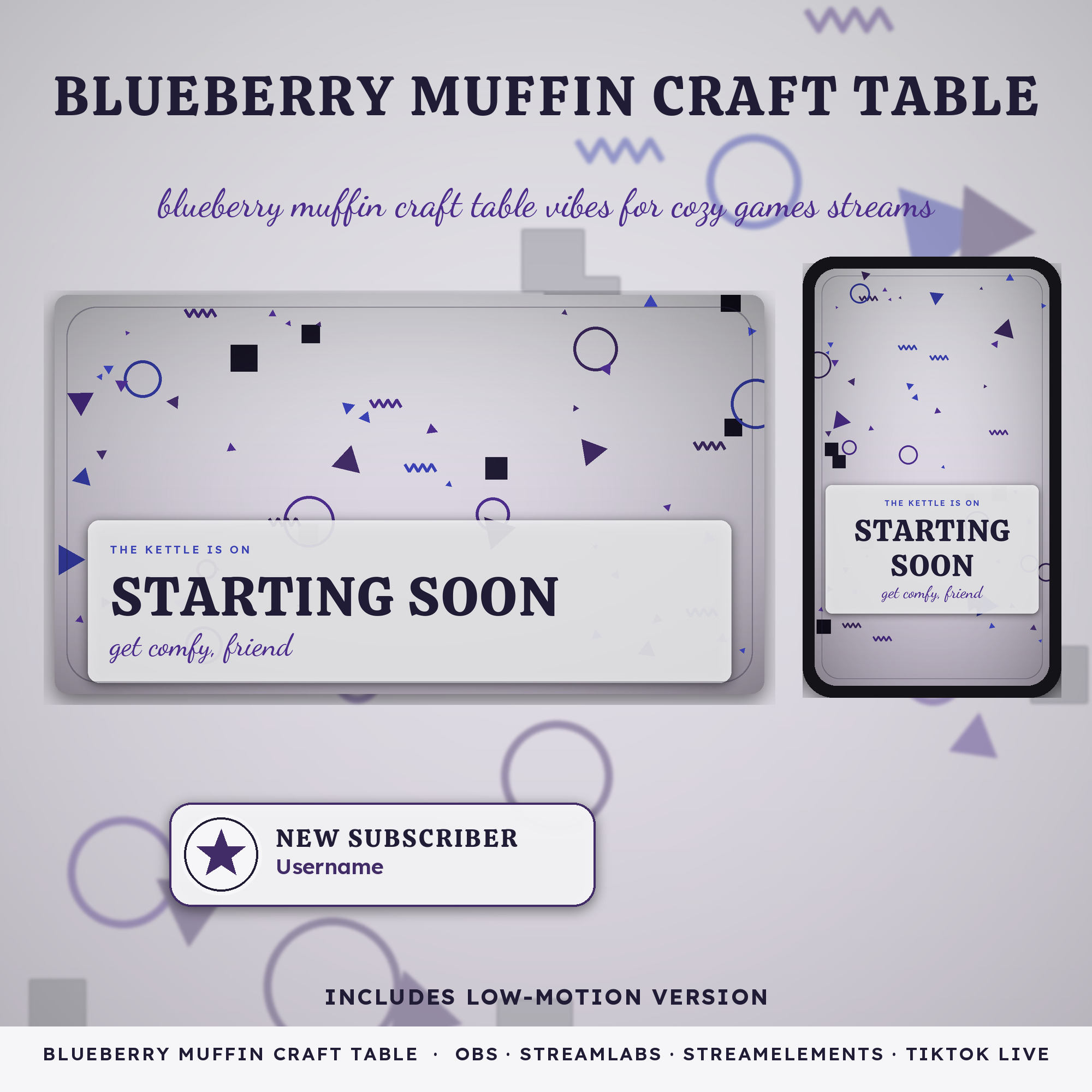 Blueberry Muffin Craft Table OBS Overlay Pack – OBS Stream Overlays by SpoonfulOfCalmStudio