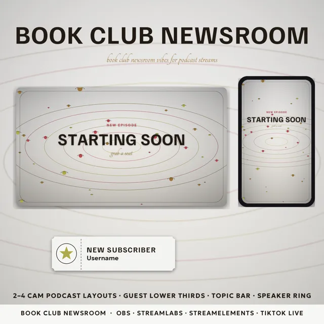Book Club Newsroom OBS Overlay Pack – OBS Stream Overlays by SpoonfulOfCalmStudio