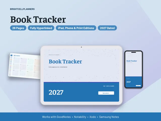 Book Tracker – Digital Planners by BrightCellPlanStudio