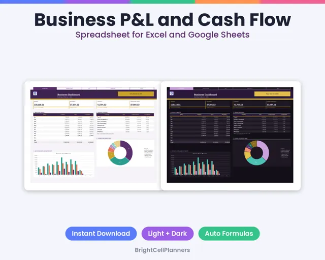 Small Business Profit and Loss – Spreadsheets by BrightCellPlanStudio