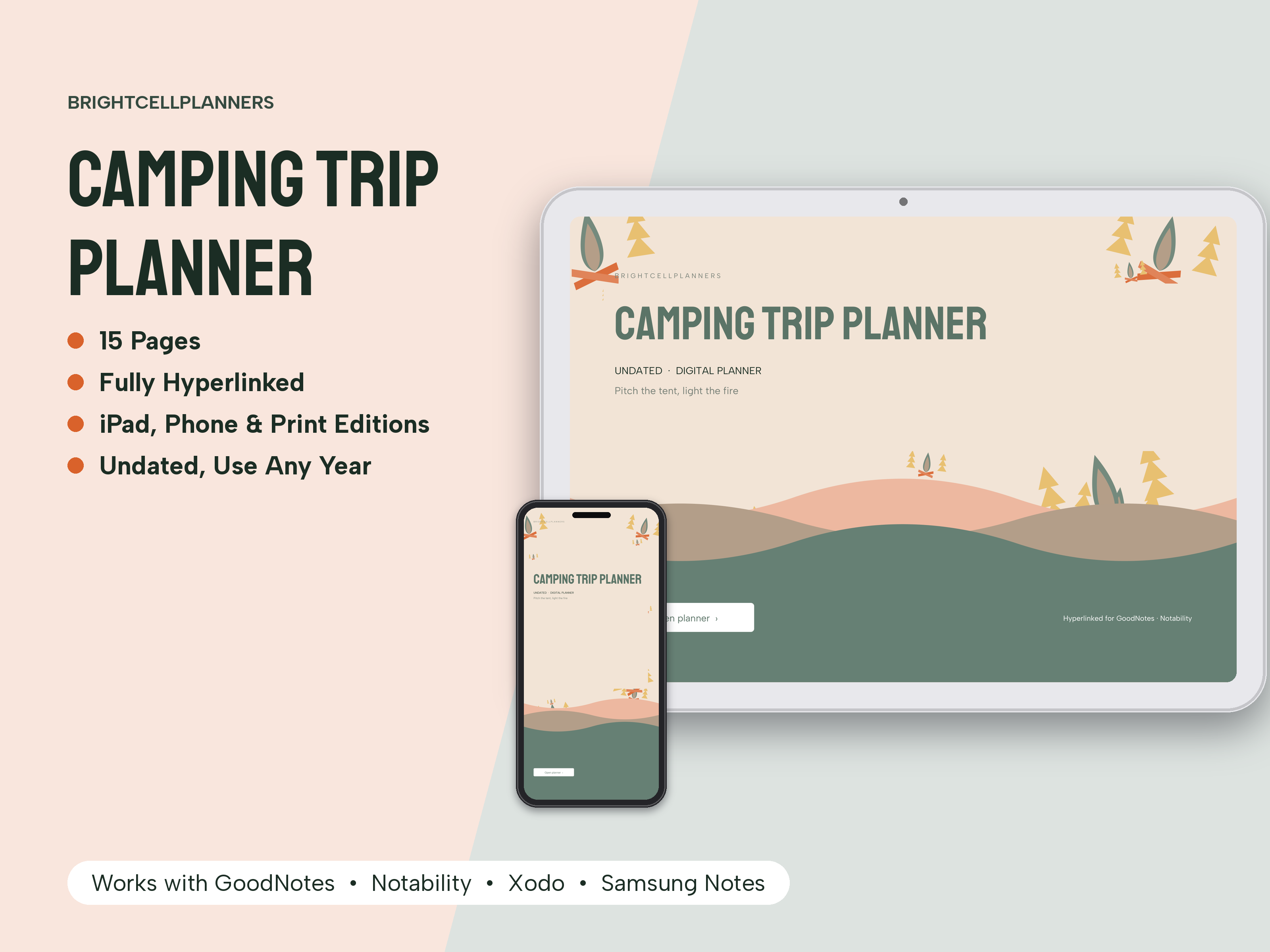Camping Planner – Digital Planners by BrightCellPlanStudio
