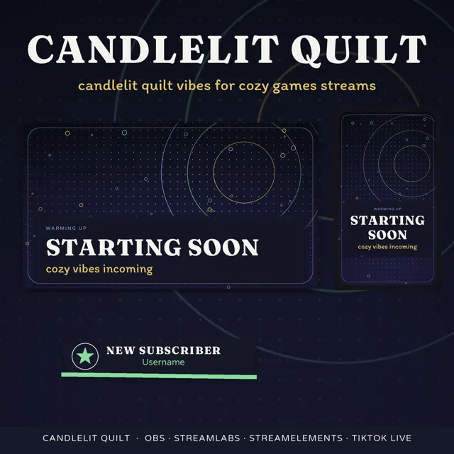 Candlelit Quilt OBS Overlay Pack – OBS Stream Overlays by SpoonfulOfCalmStudio