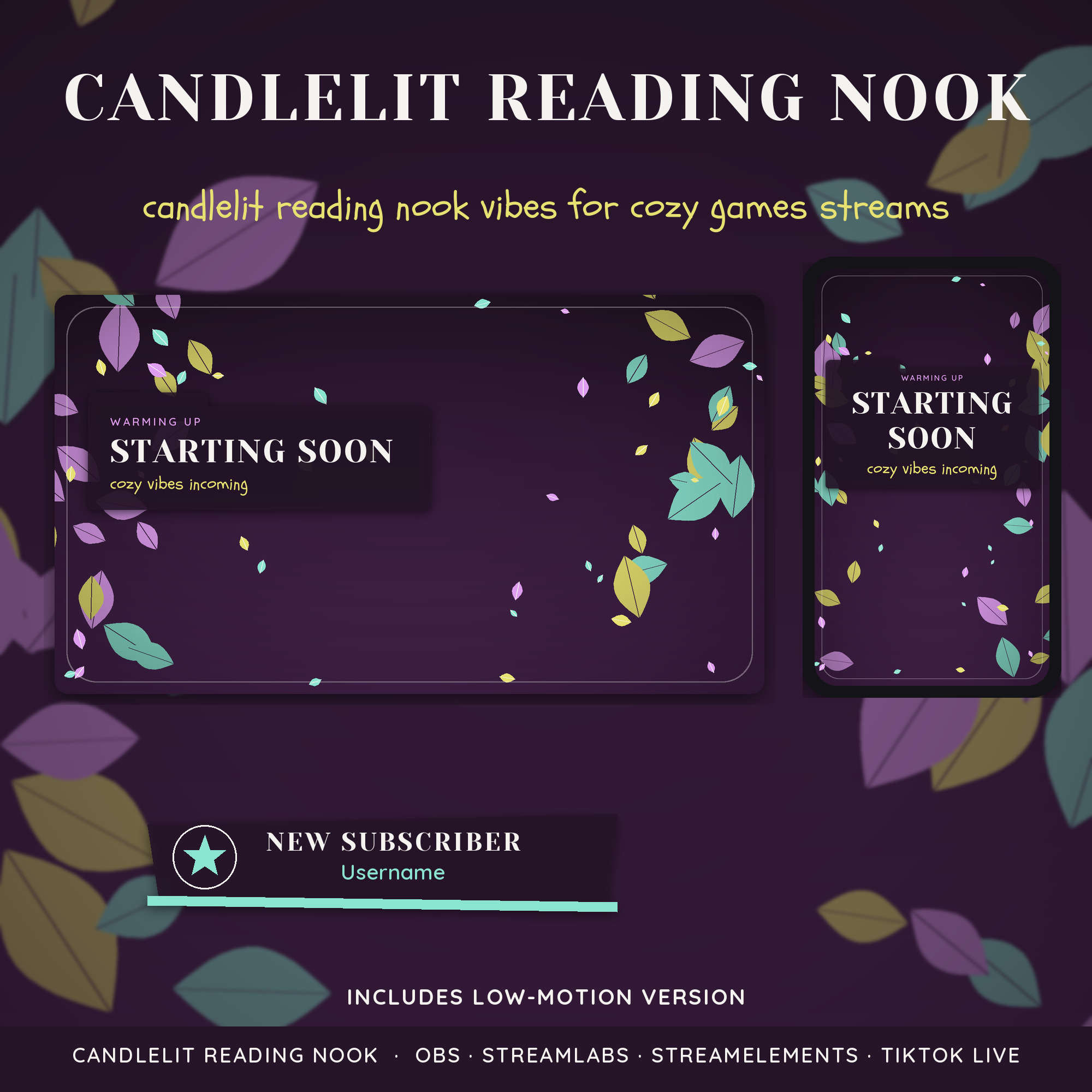 Candlelit Reading Nook OBS Overlay Pack – OBS Stream Overlays by SpoonfulOfCalmStudio