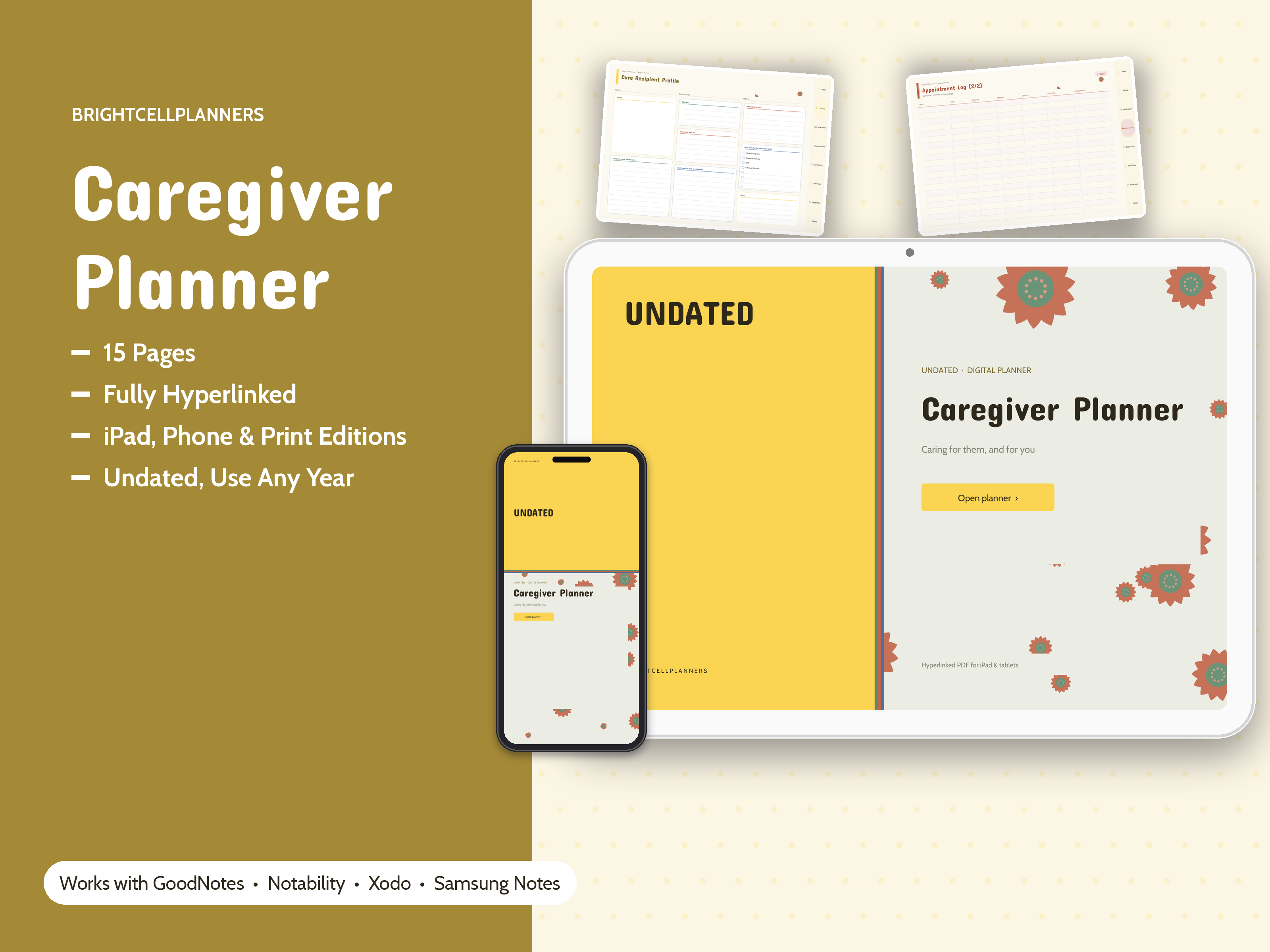 Caregiver Planner – Digital Planners by BrightCellPlanStudio