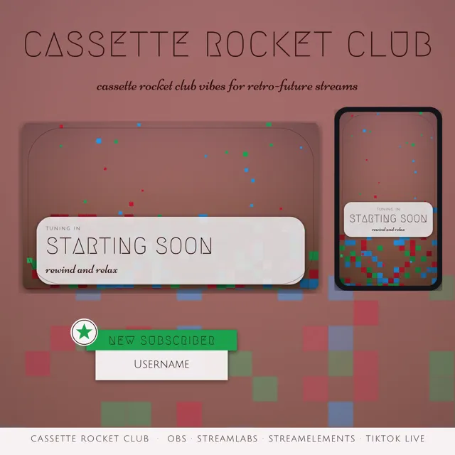 Cassette Rocket Club OBS Overlay Pack – OBS Stream Overlays by SpoonfulOfCalmStudio