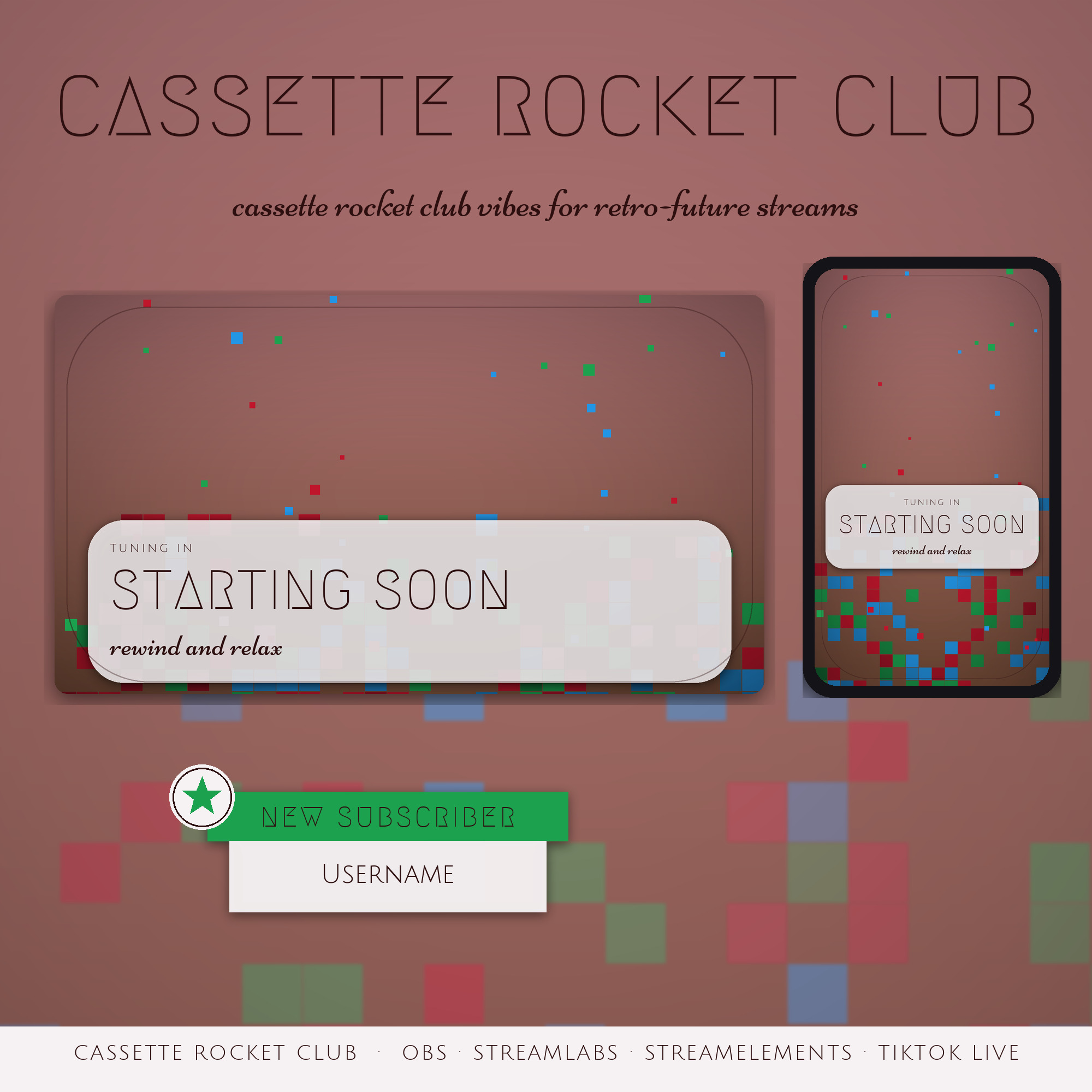 Cassette Rocket Club OBS Overlay Pack – OBS Stream Overlays by SpoonfulOfCalmStudio