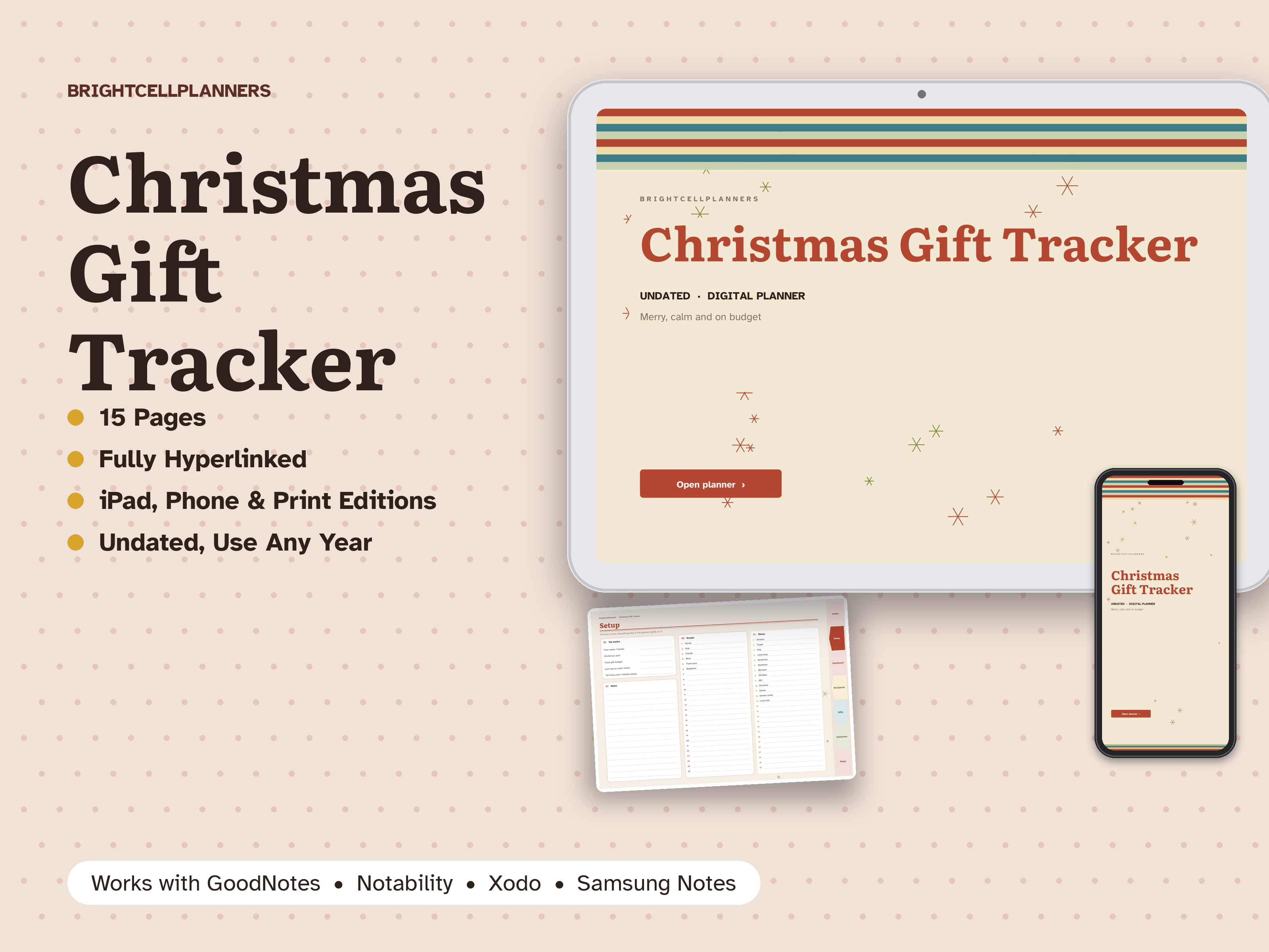 Christmas Gift Tracker – Digital Planners by BrightCellPlanStudio