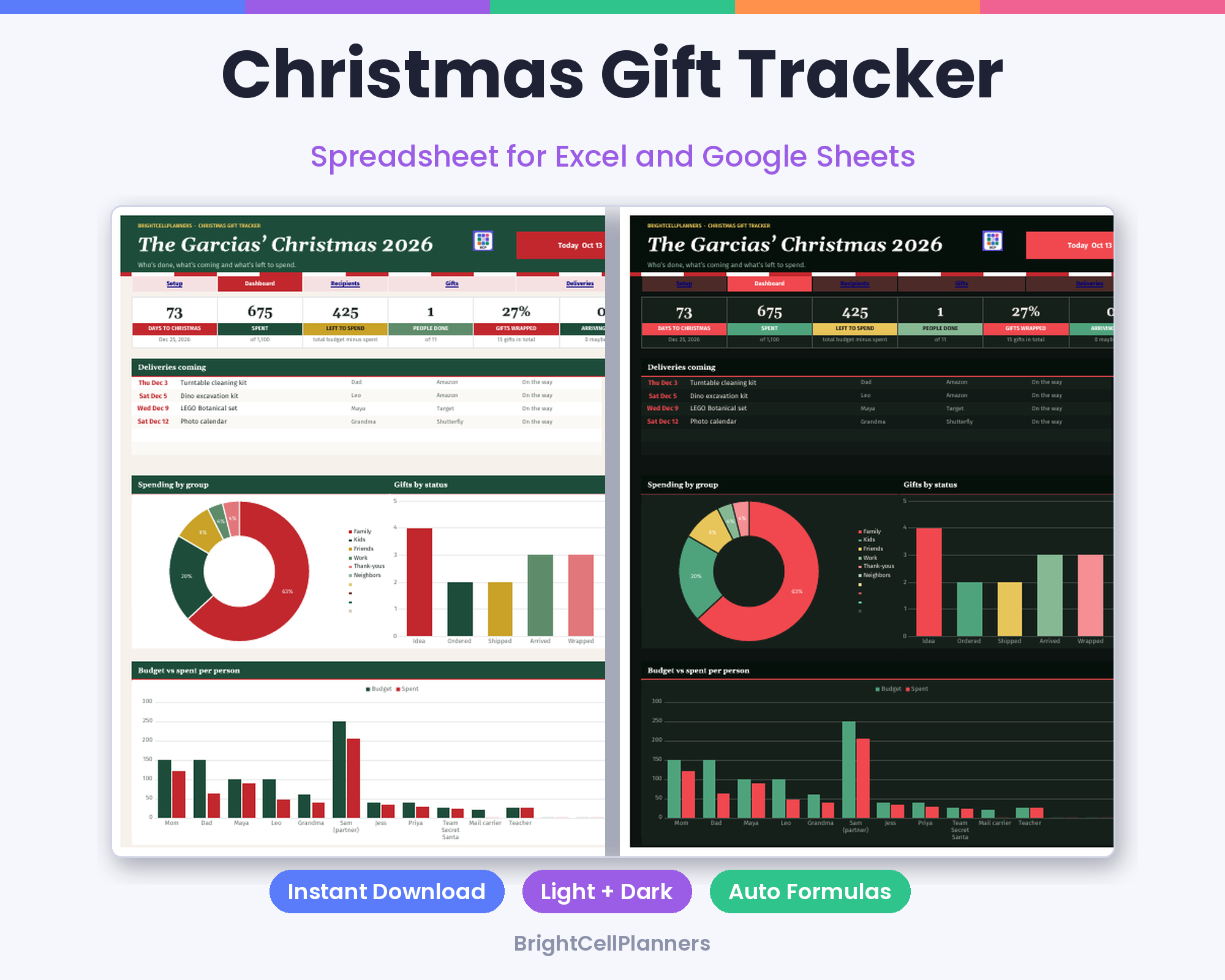 Christmas Gift Tracker – Spreadsheets by BrightCellPlanStudio