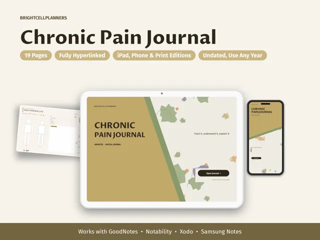 Chronic Pain Journal – Digital Planners by BrightCellPlanStudio