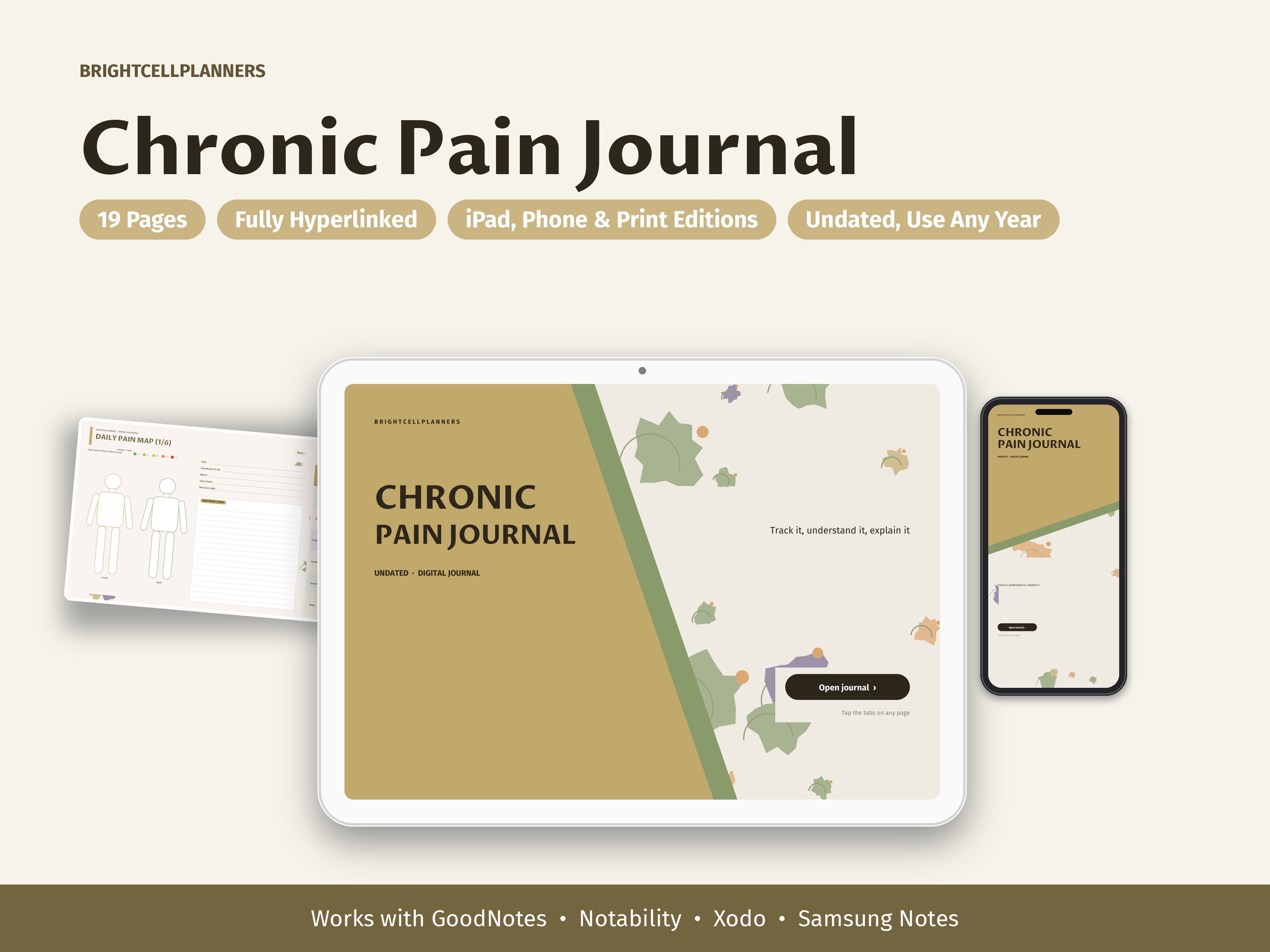 Chronic Pain Journal – Digital Planners by BrightCellPlanStudio
