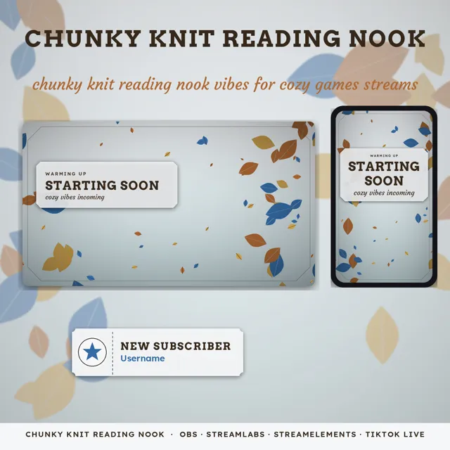 Chunky Knit Reading Nook OBS Overlay Pack – OBS Stream Overlays by SpoonfulOfCalmStudio