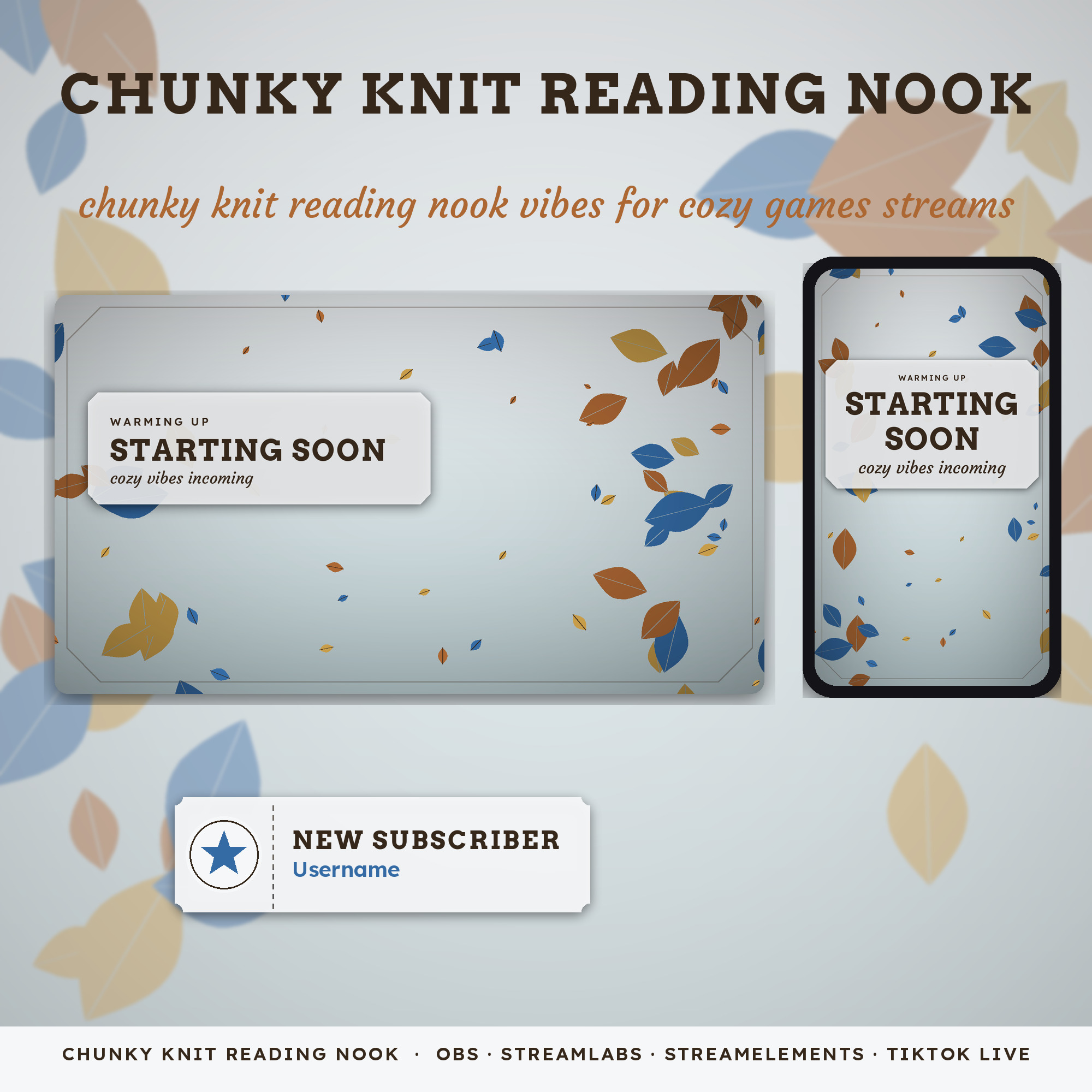 Chunky Knit Reading Nook OBS Overlay Pack – OBS Stream Overlays by SpoonfulOfCalmStudio