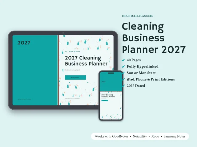 Cleaning Business Planner – Digital Planners by BrightCellPlanStudio