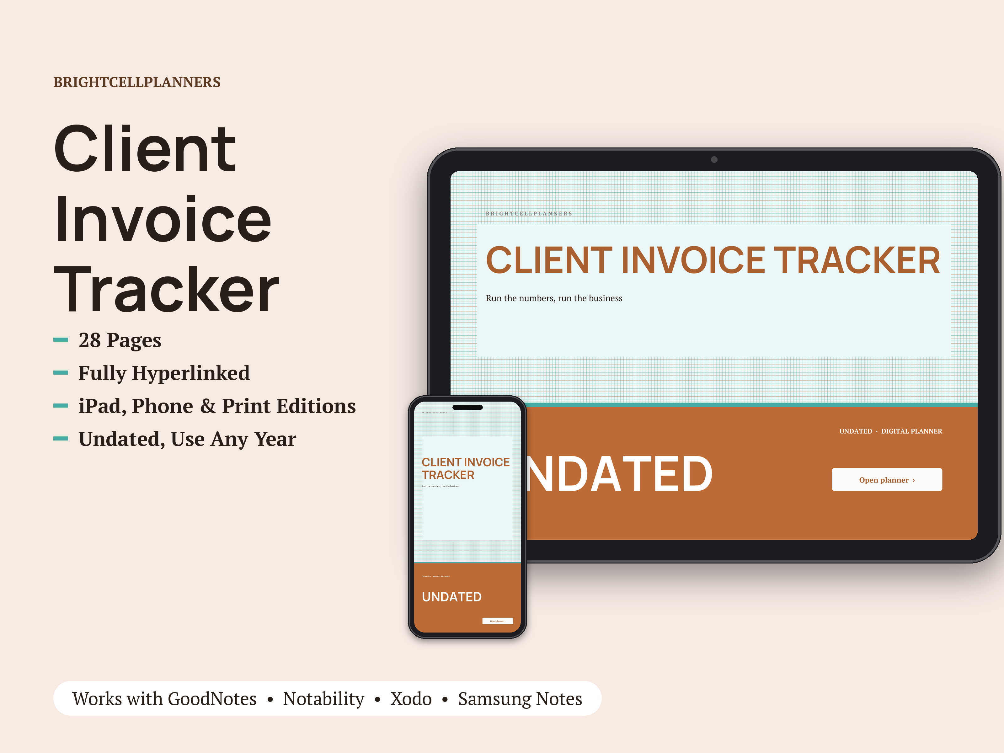 Client Invoice Tracker – Digital Planners by BrightCellPlanStudio