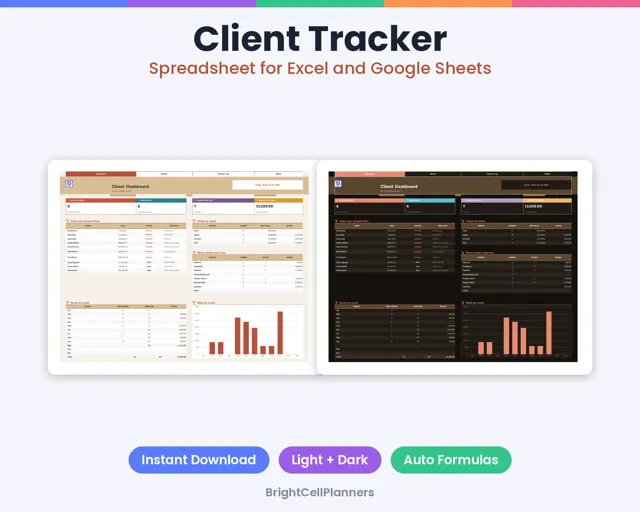 Client Tracker – Spreadsheets by BrightCellPlanStudio