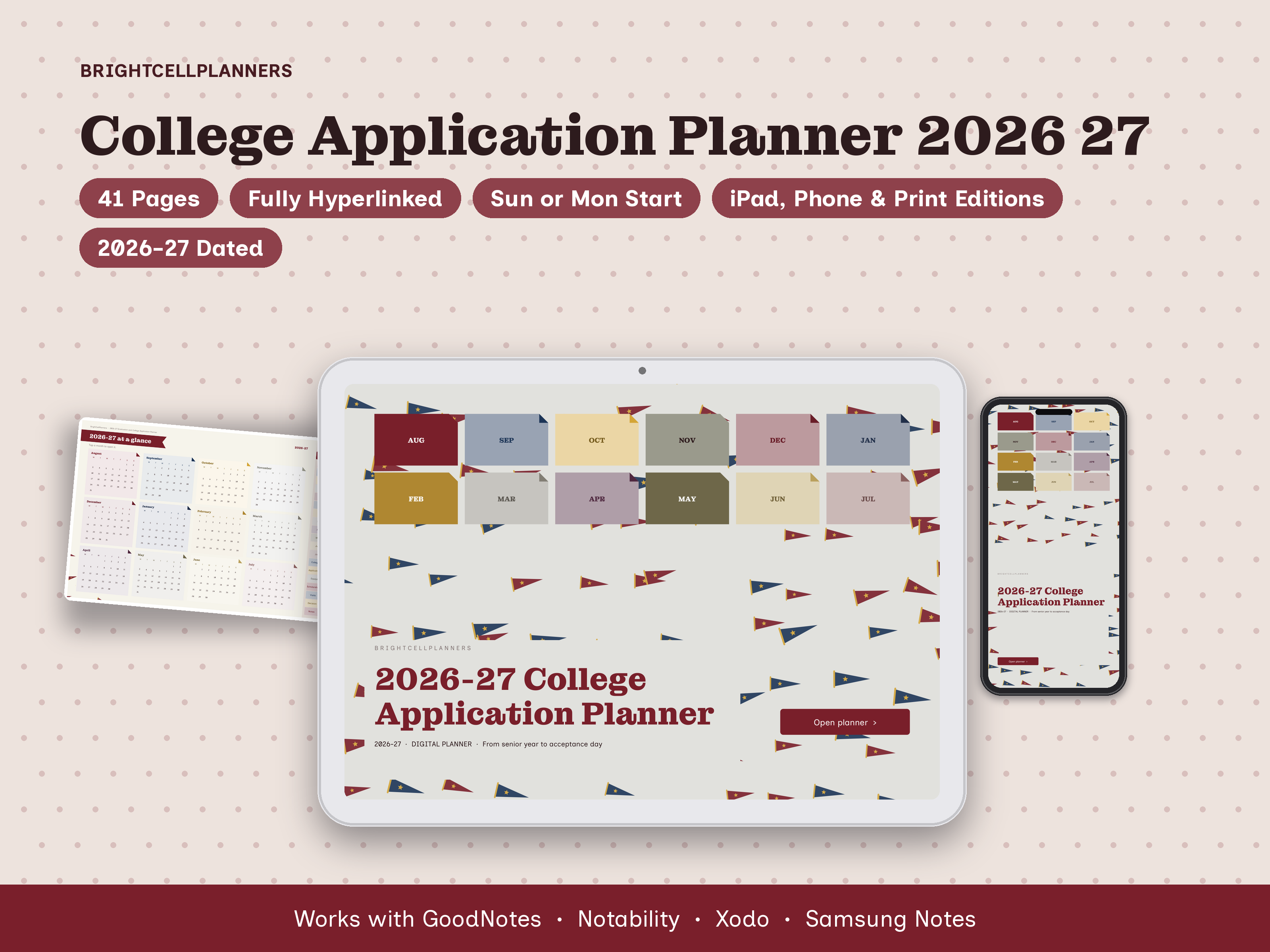 -27 College Application Planner – Digital Planners by BrightCellPlanStudio