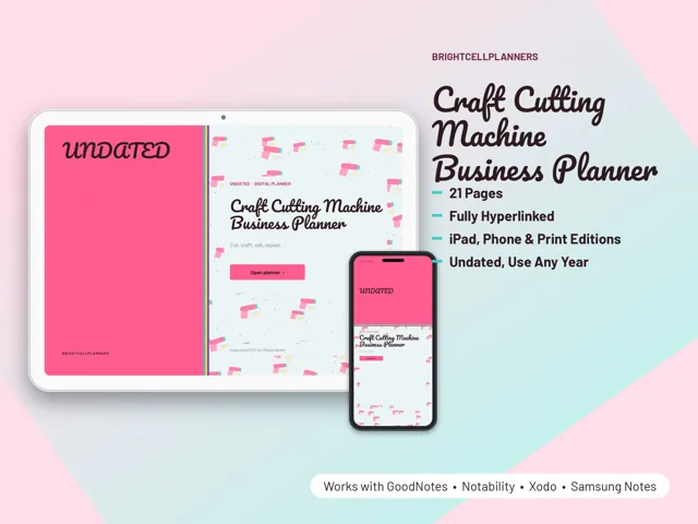Craft Cutting Machine Business Planner – Digital Planners by BrightCellPlanStudio