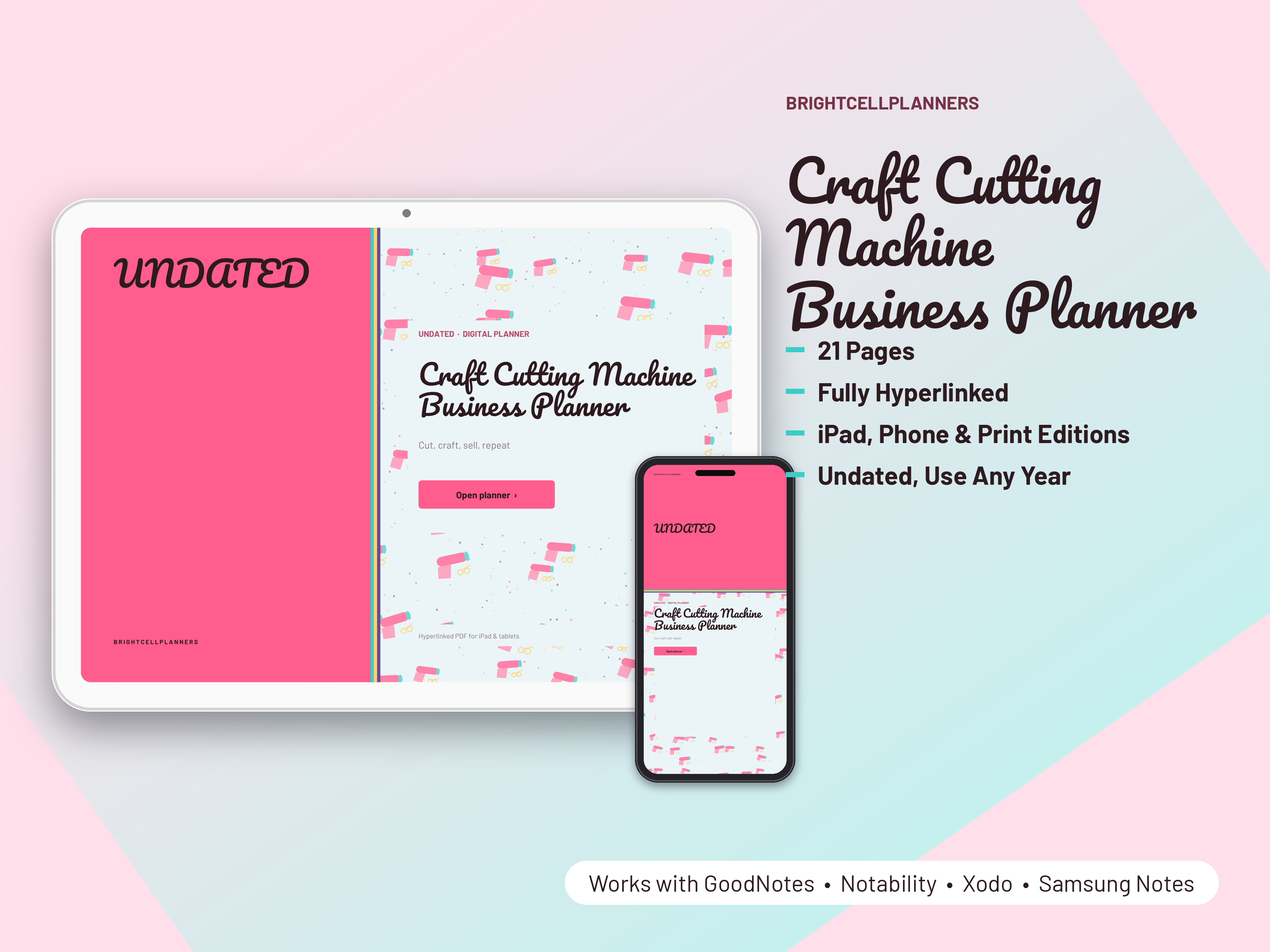Craft Cutting Machine Business Planner – Digital Planners by BrightCellPlanStudio