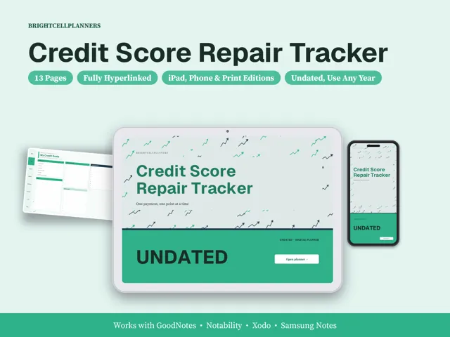 Credit Repair Tracker – Digital Planners by BrightCellPlanStudio