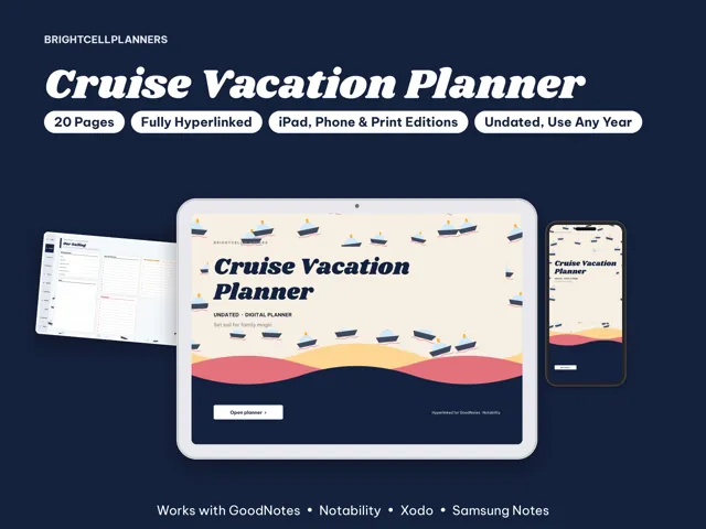 Cruise Vacation Planner – Digital Planners by BrightCellPlanStudio