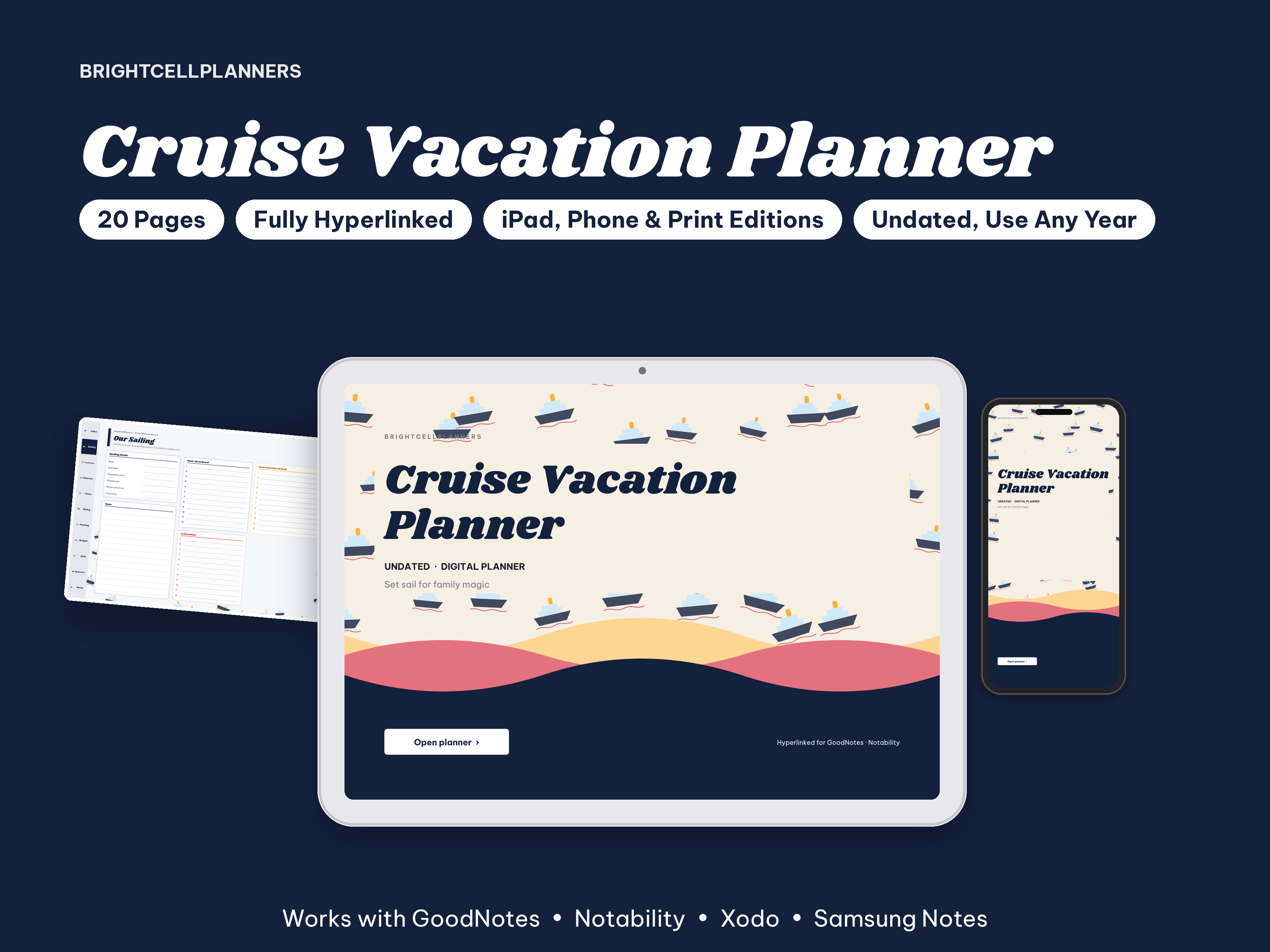 Cruise Vacation Planner – Digital Planners by BrightCellPlanStudio