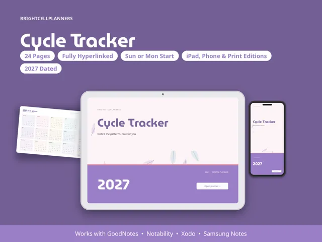 Cycle Tracker – Digital Planners by BrightCellPlanStudio