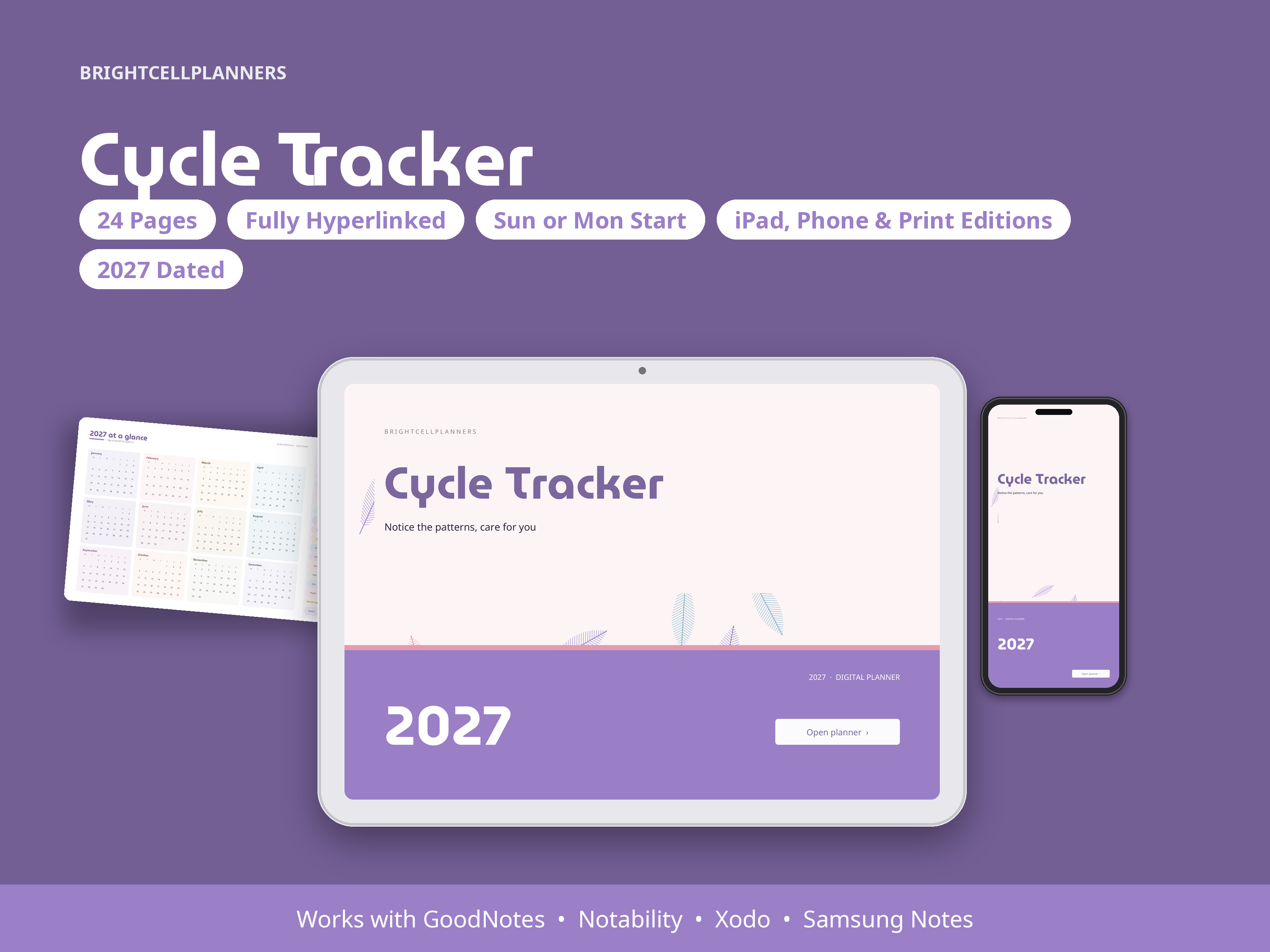 Cycle Tracker – Digital Planners by BrightCellPlanStudio
