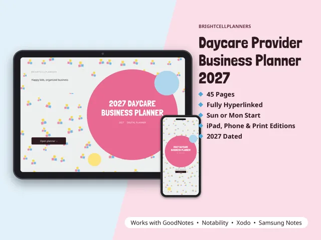 Daycare Planner – Digital Planners by BrightCellPlanStudio