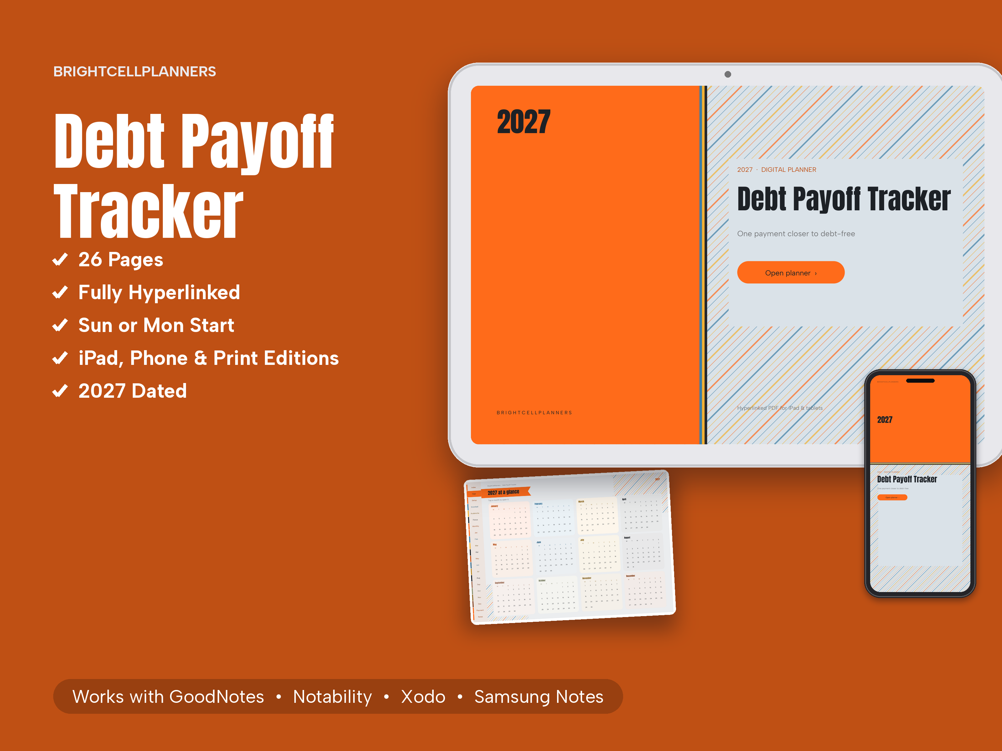 Debt Payoff Tracker – Digital Planners by BrightCellPlanStudio