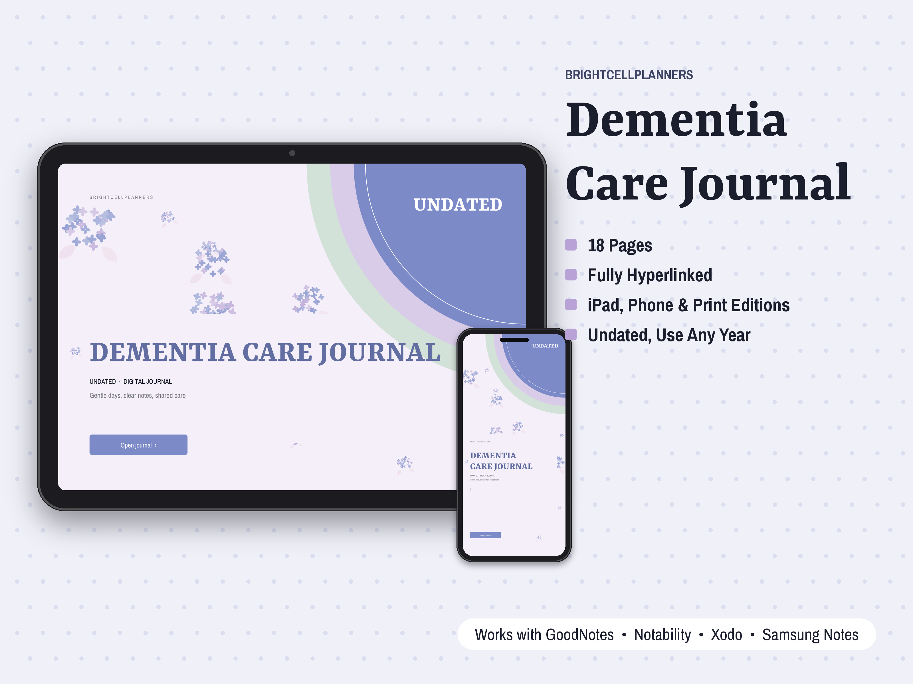 Dementia Care Journal – Digital Planners by BrightCellPlanStudio