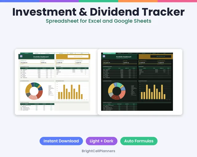 Dividend Tracker – Spreadsheets by BrightCellPlanStudio