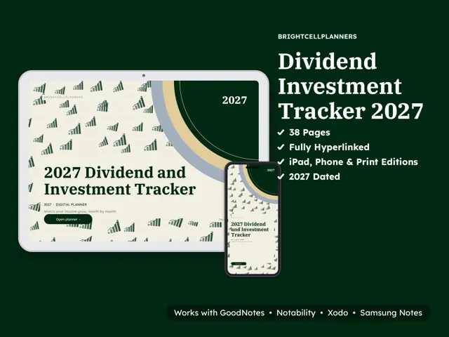 Dividend Tracker – Digital Planners by BrightCellPlanStudio